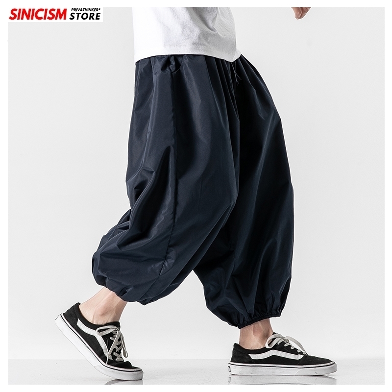 

Sinicism Store Men Solid Summer Casual Harem Pants Mens Black Breathable Trousers Male Oversize Chinese Style Pants Clothes 201114, White