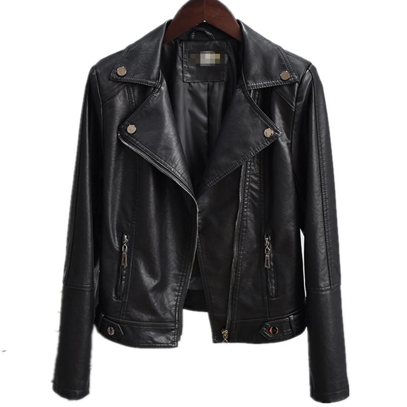 

NEW Youth clothing for Women leather jacket autumn Outwear PU short coat High quality leather jackets suit collar factory Outlet, Black