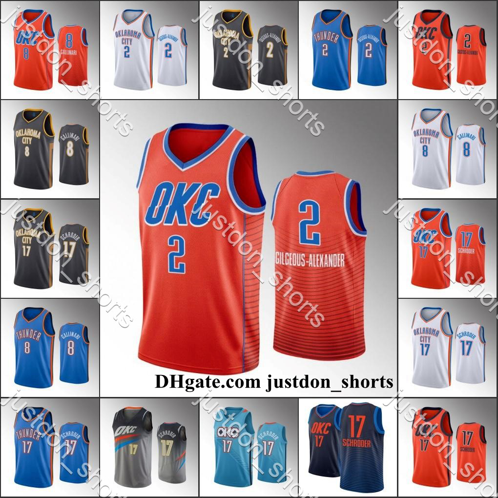 

Men Oklahoma City Thunder Basketball Jerseys Shai Gilgeous-Alexander Danilo Gallinari Dennis Schroder City Blue Edition New, Black;red