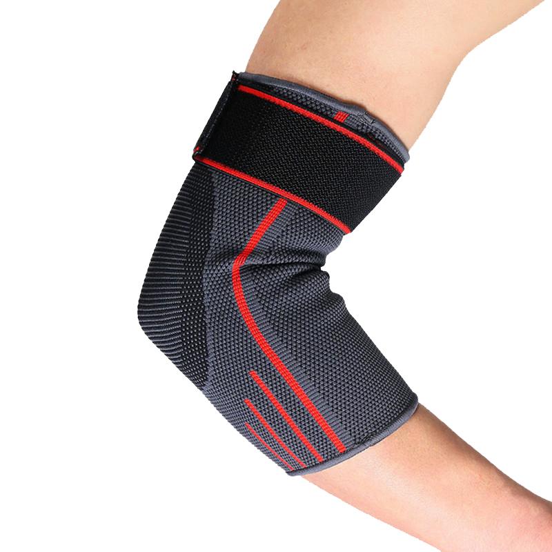 

2PC Sports Elbow Support Pad Pressurization Men Basketball Volleyball Fitness Gear Adjustable Elastic Brace Protector, Red