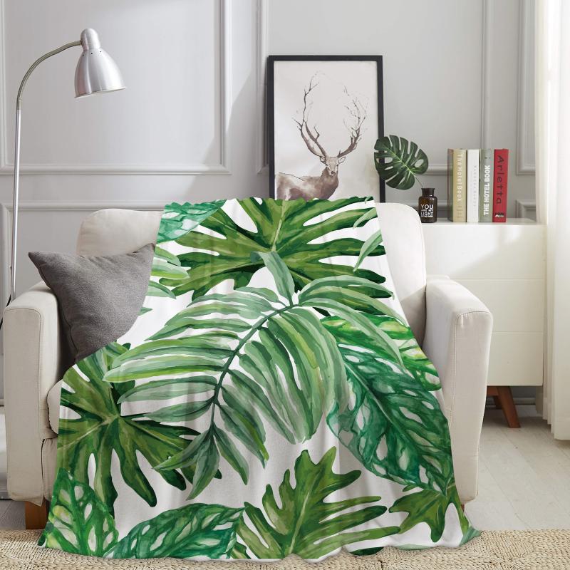 

Silstar Tex Blanket Fur Flannel Green Leaves Warm Fleer Bed Blanket Super Soft Child Picnic Decor Baby Blankets Digital Printed