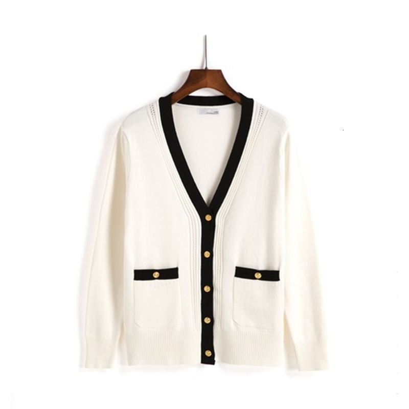 

2021 New Women Cardigans Sweater v Neck Solid Loose Knitwear Single Breasted Casual Knit Cardigan Outwear Winter Jacket Coat Yc63, Black