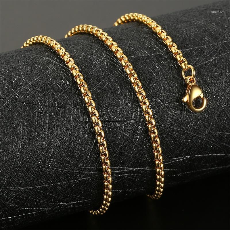 

AZIZ BEKKAOUI Gold Color Stainless Steel Square Pearl Chain Necklace Black Box Chain for Hand-made Men Women Link Chains1