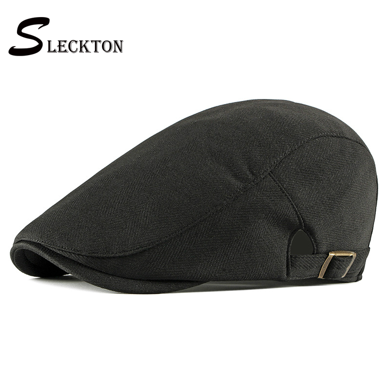 

SLECKTON Spring Men Berets Casual Peaked Cap Fashion Women Newsboy Caps for Unisex France Flat Cap Gatsby Gorras Summer Visors, Black