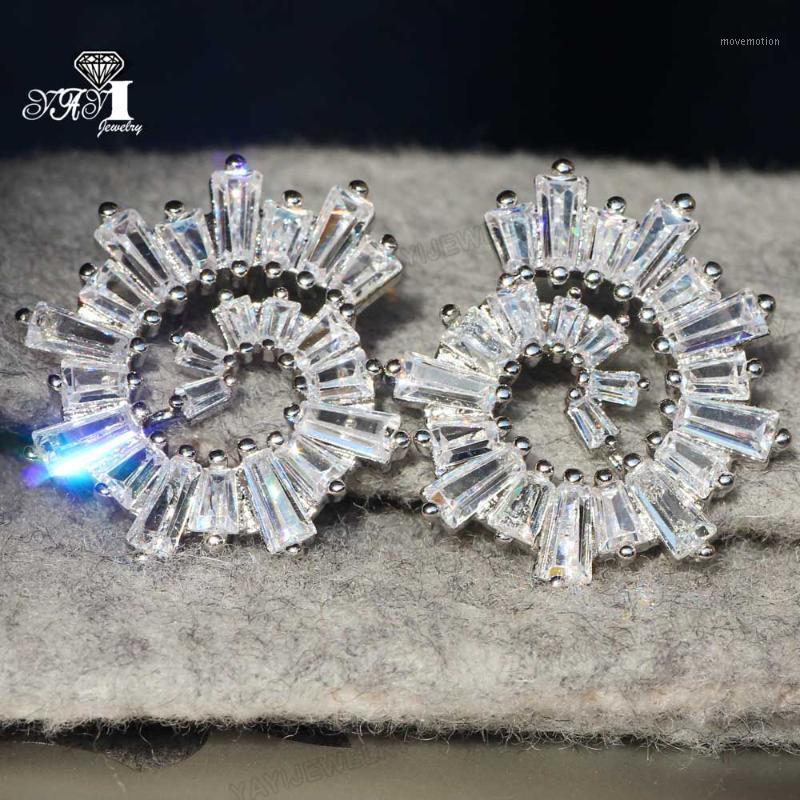 

YaYI Jewelry Fashion Princess Cut 17 CT White Zircon Silver Color long Ear Earrings wedding Party tassel Earrings Gifts1