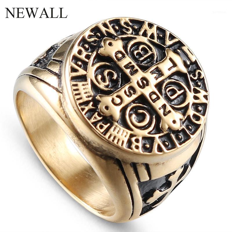 

CXQNEWAL Hot sale Men stainless steel Letter cross big ring drip oil Punk Geometry high quality Classic Hop Hip accesory jewelry1