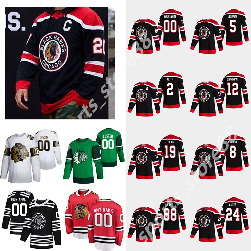

Chicago Blackhawks 2021 Reverse Retro Patrick Kane Lehner Jonathan Toews 65 SHAW 77 Kirby Dach Duncan Keith Gustafsson DeBrincat Jersey, Colour 12