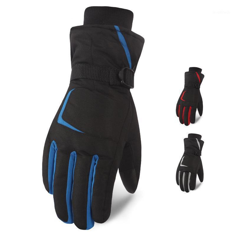 

Male Warm Cycling Gloves Touch Screen Waterproof Mittens Climbing Outdoors Bicycle Motorcycle Skiing Fitness Gloves1, Blue