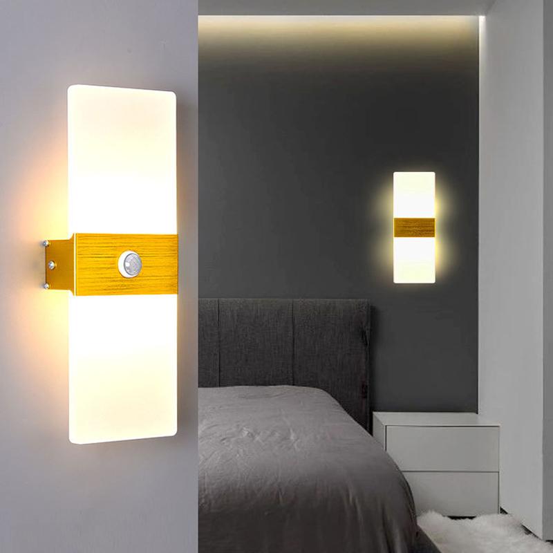 

12W 18W Radar Motion Sensor LED Wall Light Square Double-head Acrylic and Aluminum Wall Lamp for Bedroom Living Room Stairs