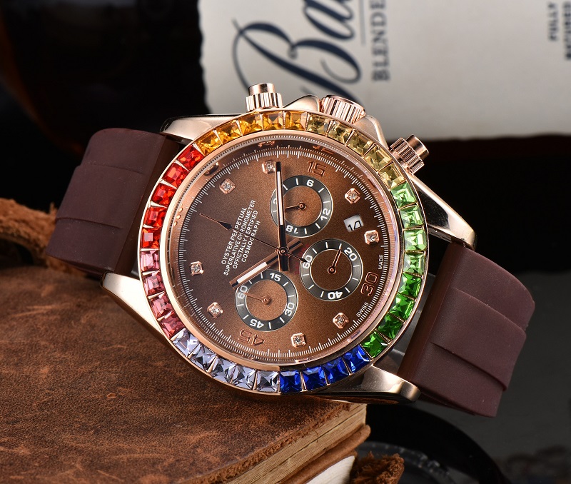 high quality 2020 new Six stitches All the dials working quartz watch Fashion watches RLX WristWatches Diamond shell rubber strap Best Gift-image-657543681