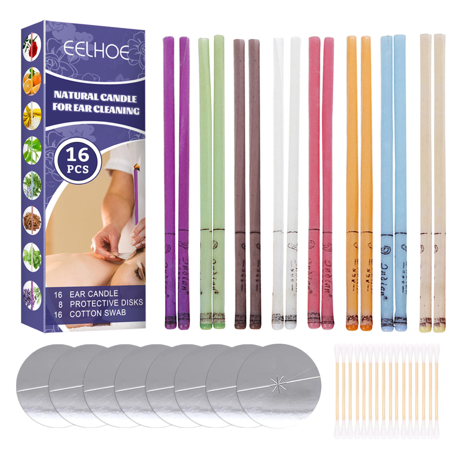 Free freight EELHOE OEM ODM Ear Candles cleaning earwax multi flavor mixed care health care belt plug straight tube-image-750636486