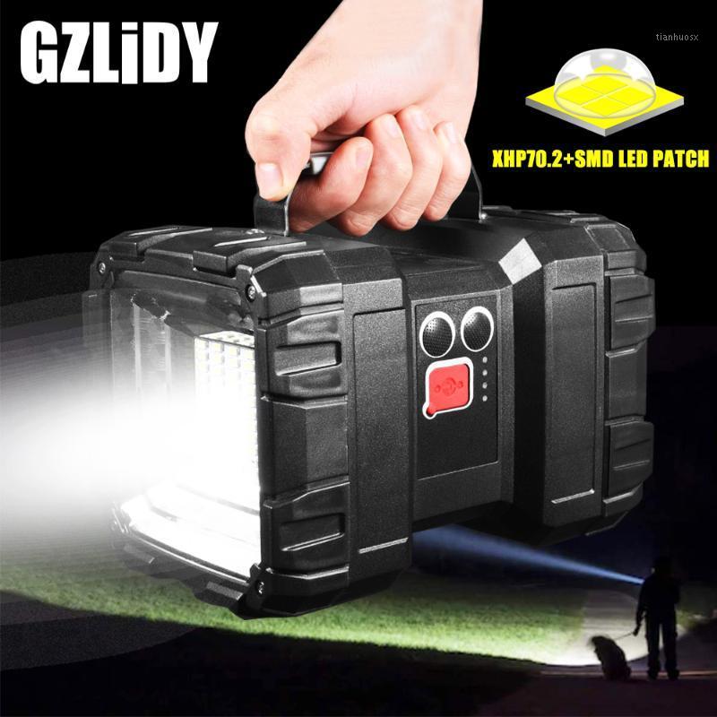 

Super Bright XHP70.2 LED Searchlight Double Head LED with USB Input & Output Function Camping Light Warning Lamp1