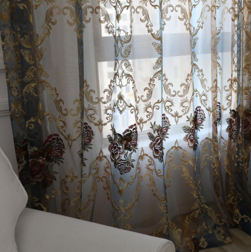 

Customized high-grade European embroidery curtain, bedroom balcony float curtain, finished shade curtain fabric1, Tulle