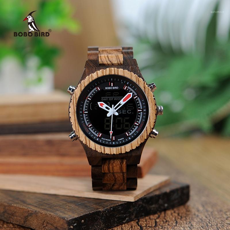 

BOBO BIRD Men Multinational Digital Wood Wrist Watches Night Light and Week Display relogio masculino Timepieces C-P02-31, As pic
