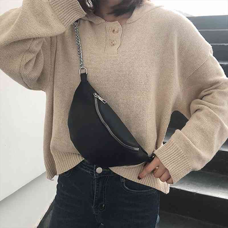 

fashion chain fanny pack waist bag brand belt bag women waist pack pu leather chest