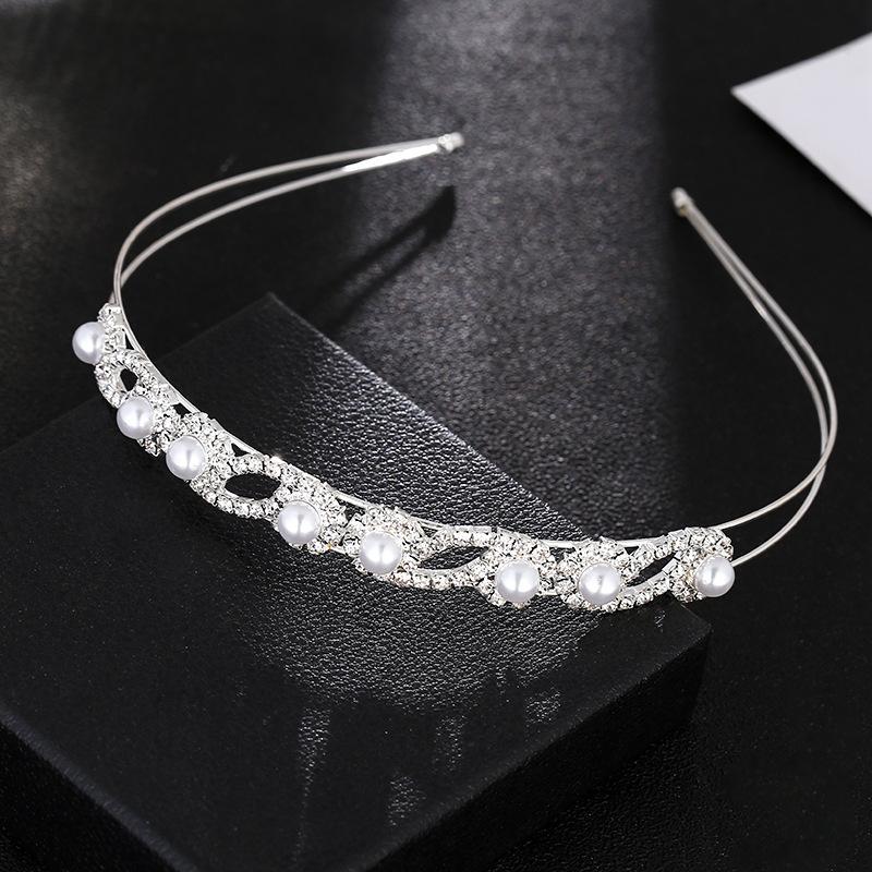 

Bride Glittering Rhinestone Pearl Hairband Women Luxury Fashion Party Headband Princess Double Geamstone Hair Accessories