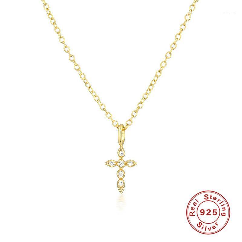 

Chains CANNER INS Style Cross Diamond Zircon Real 925 Sterling Silver Necklace For Women Choker Necklaces Chain Fine Jewelry Collares1