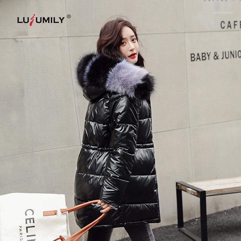 

Lusumily 2019 New Winter Jackets Women Thicken Warm Women's Coat Solid Large Fur Collar Snow Outerwear Winter Jacket Fmale1, Black