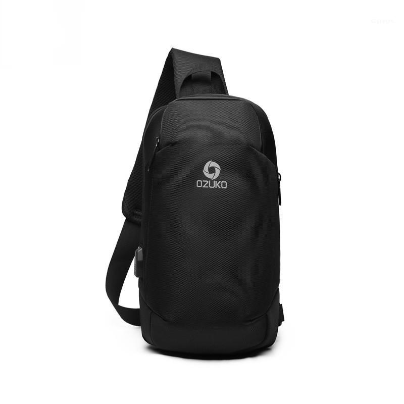 

New Usb Fashion Chest Bag Business Casual Men's Chest Bag Large Capacity Multi-function Waterproof One Shoulder Crossbody1, Black