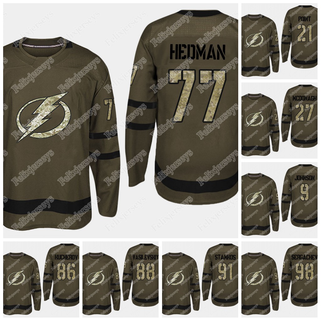 

Tampa Bay Lightning camo Military Jersey Victor Hedman Steven Stamkos Kucherov Vasilevskiy Brayden Point Blake Coleman Ryan McDonagh, Black;red