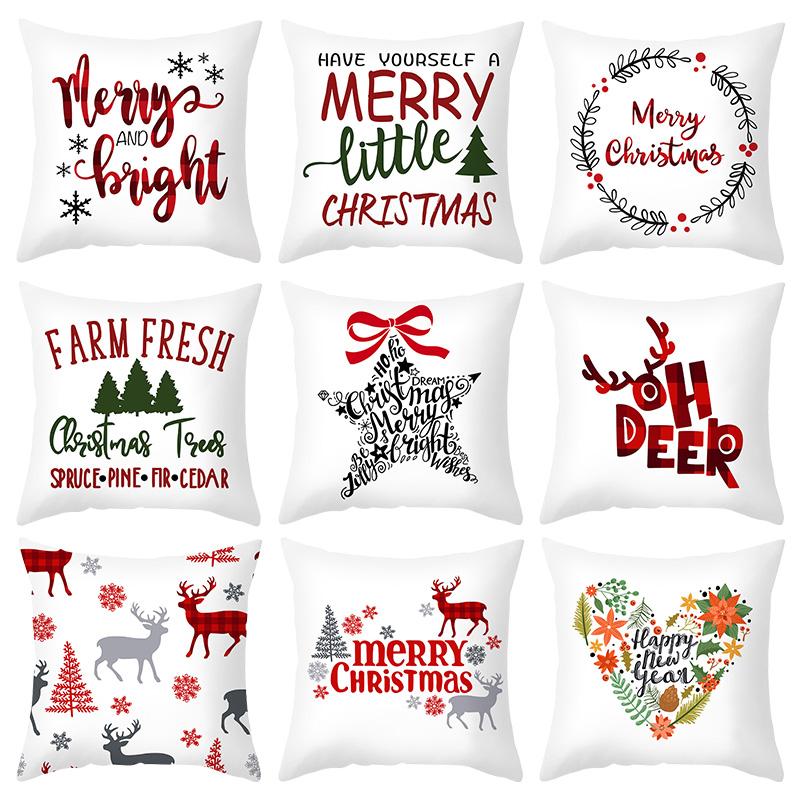 

1Pcs 45*45cm Merry Christmas Pillowcase Elk Snowflake Pattern Cushion Cover Christmas Ornaments For Car Sofa Bed Home Decoration, K08