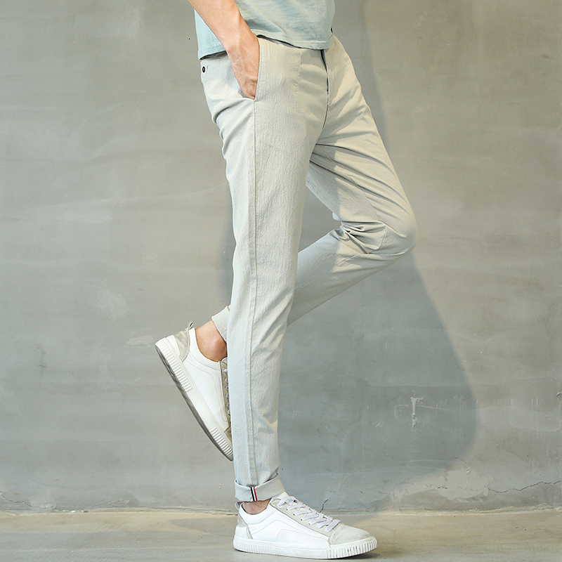 

2021 New Low-weight Linen Will See Fine Adjustment Clothing Stretch Korean Style Casual Fashion Thin Men's Pants 38 G75v, Dark grey