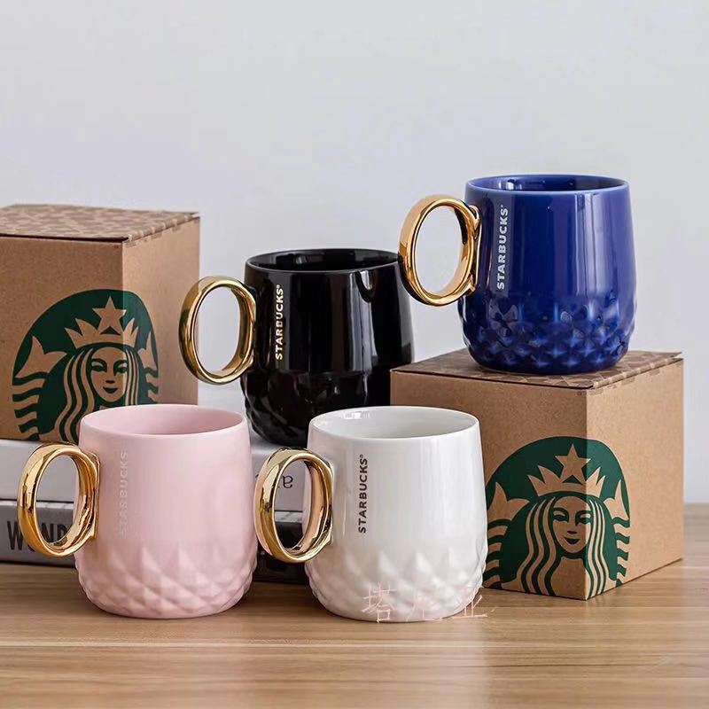 

355ML Starbucks Cups Luxury Kiss Mug Couple Ceramic Mugs with Spoon Married Anniversary Milk Coffee Cup Valentines Day, As show