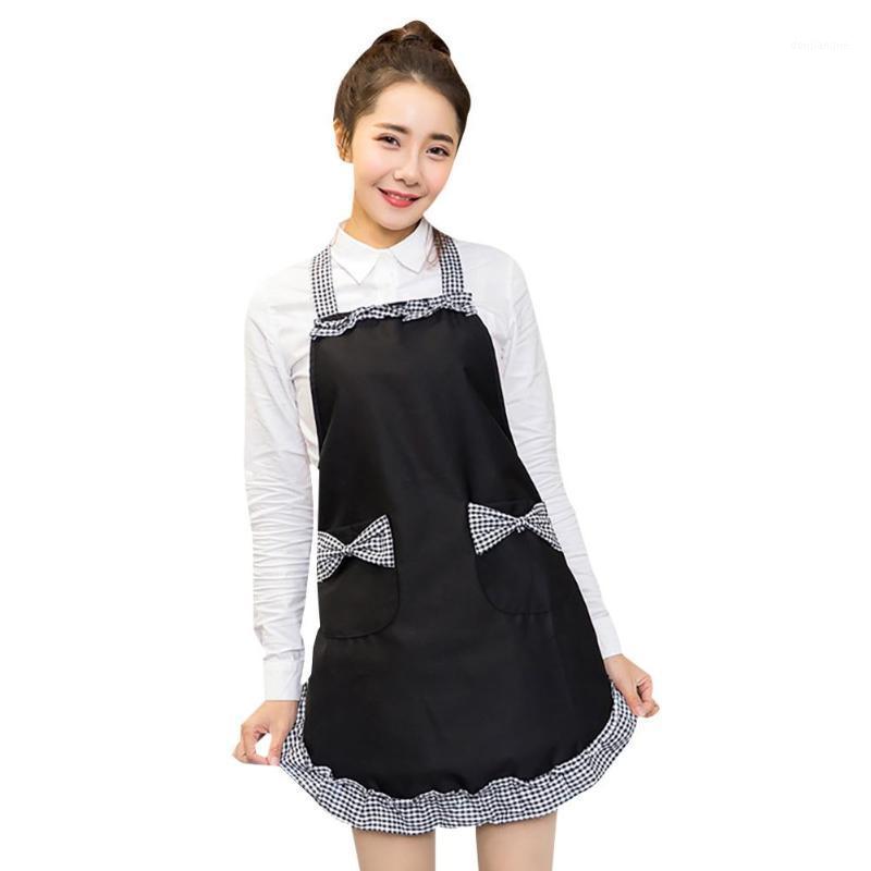 

Cooking Kitchen Apron Women Bowknot Ruffles Baking Kitchen Coffee Shop Cooking BBQ Cover Pocket Apron Hairdresser Bibs1