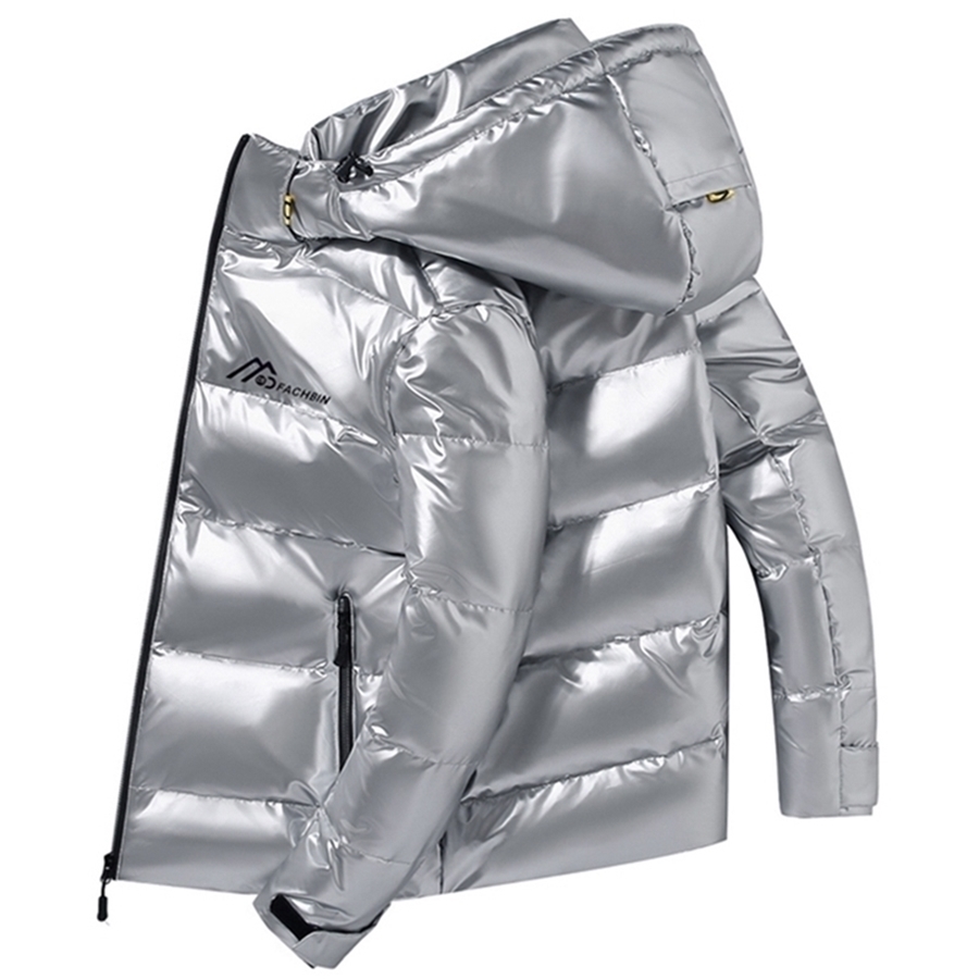 

Shiny Fabric Down Jacket Men NewHooded Top Quality White Duck Thick Winter Warm Parka Waterproof Plus size 4XL 201114, Red