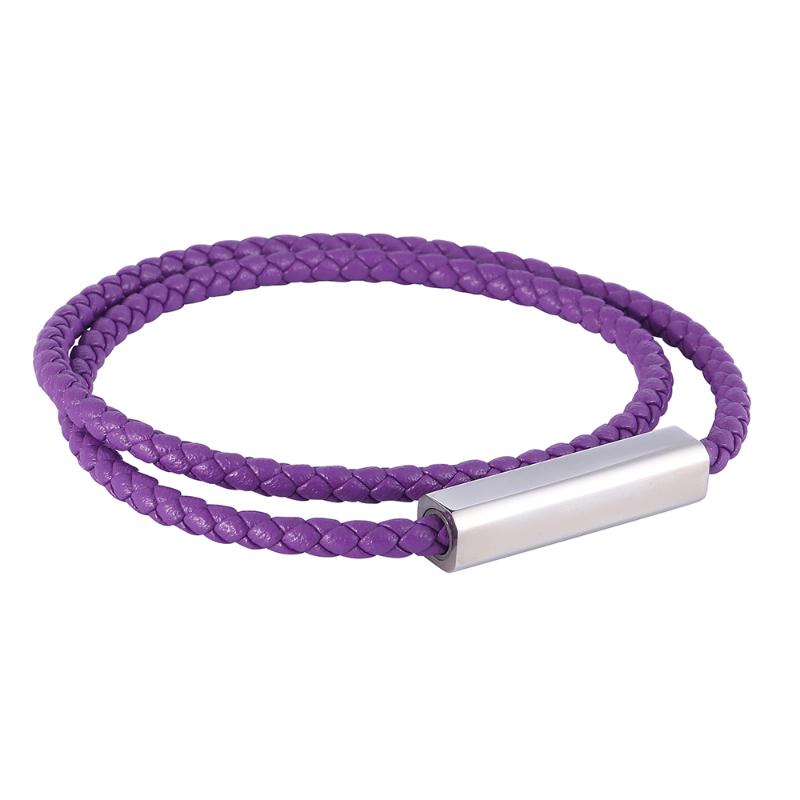 

Trendy Purple Leather Bracelets Men Stainless Steel Multilayer Braided Rope Bracelets for Male Female Jewelry BB0612