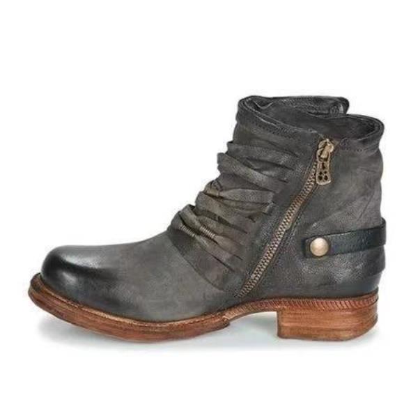 

Rivets Boots Big Size Shoes Woman Mid-Calf Booties Women Round Toe Low Heels booties Large Size Short Mid Calf Med Rubber