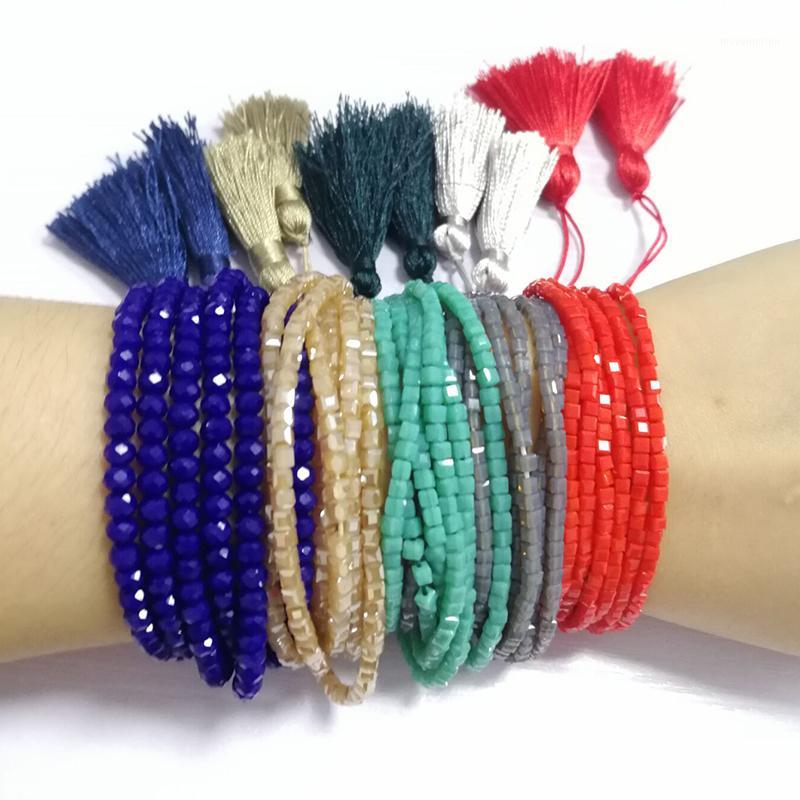 

SHINUS BOHO Wholesale Friendship Bracelet Multi Layer Crystal Beads Jewelry Delicas Pulseras Mujer Moda Gold Beaded Bracelet1