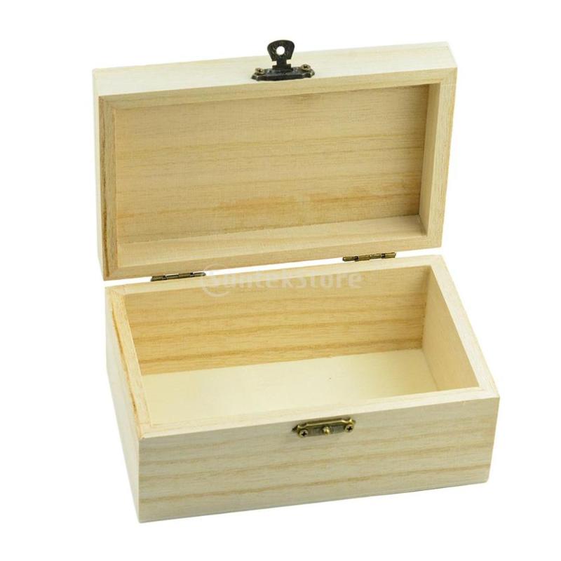 

DIY Wood Storage Box Wooden Home Organizer Handmade Gift Craft Box Jewelry Case Wooden Storage Case DIY Craft Supplies Boxs, As pic