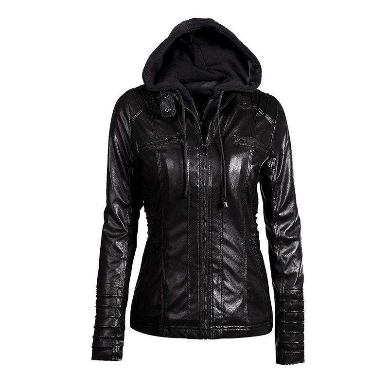 

Sisjuly Women Casual Jackets Gothic Cool Winter Warm Plus Size Punk Slim Hooded Zipper Pockets Female Outwears Solid Black Coats