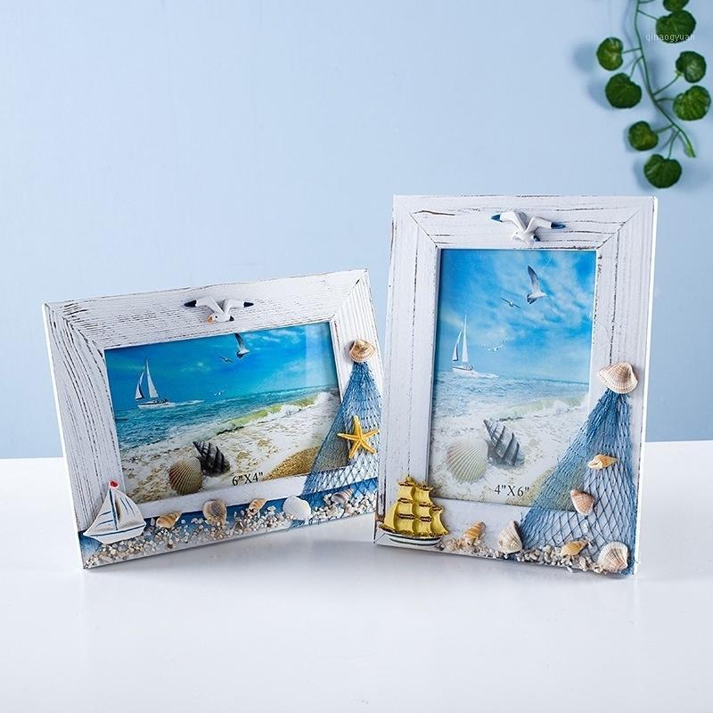 

6inch Photo Frames Beach Natural Style Bedroom Sailboat, Sea Shell, Seabird Wooded Frames1