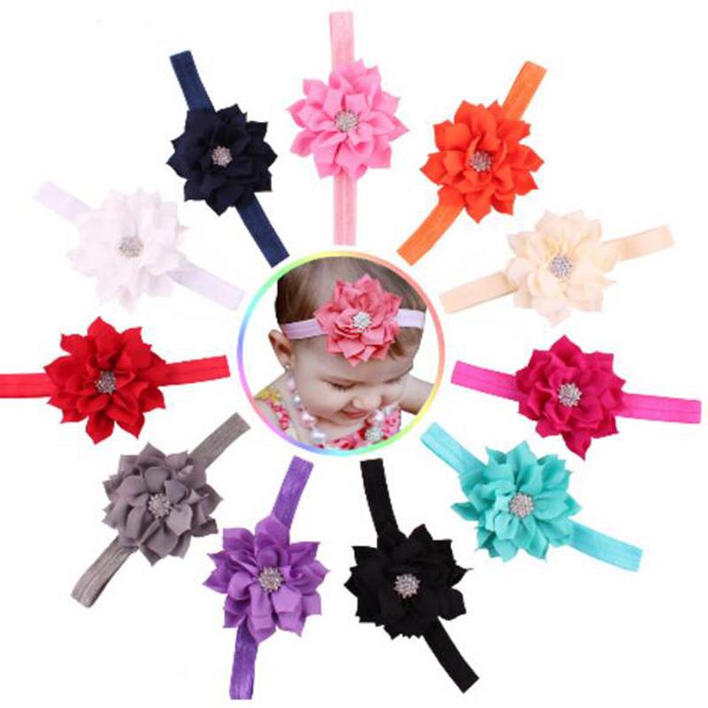 

Fashion Lotus Flower Baby Girls Headband With Sparkly Pear Button Infant Toddler Cute Headbands Hair Band Hair Accessories, 8pcs