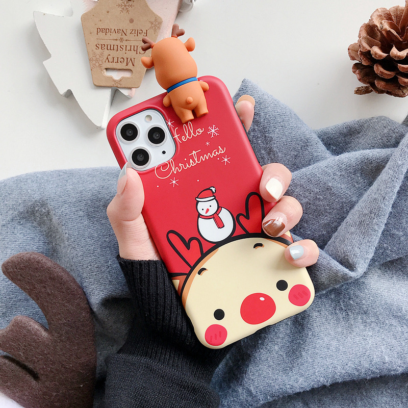 

Christmas IPhone12pro Case Xsmas Snowman Elk Lying 6p Couple Phone Case 7Plus for IPhone11Pro/12 Xr Xs Case