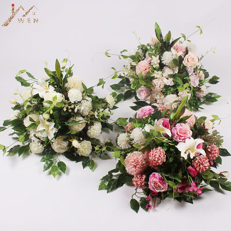 

40X40CM Artificial Flower Ball Wedding Scene Layout Road Lead Flowers For Roman Column Flower Stand Table Simulation Floral, Beige