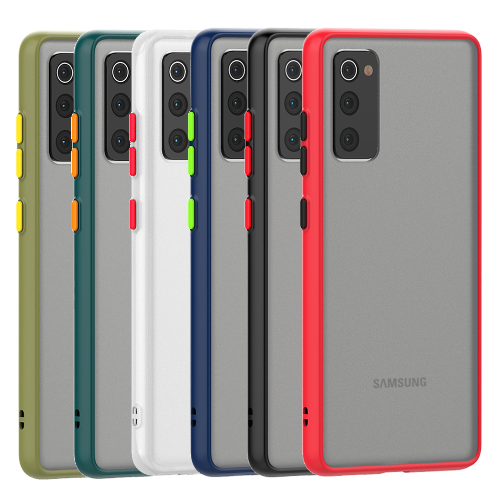 

For Samsung Galaxy S20 FE Note 20 Plus A01 Core A10S Skin Protective Sleeve FrostedTPU+PC Phone Case ,Matte Shockproof Back Case Cover D1, White