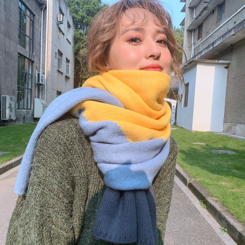 

2020 Cashmere Scarf Women Winter Knitted Warm Scarf Fashion Colorful Snood Ladies Scarves Female Couple Neckerchief