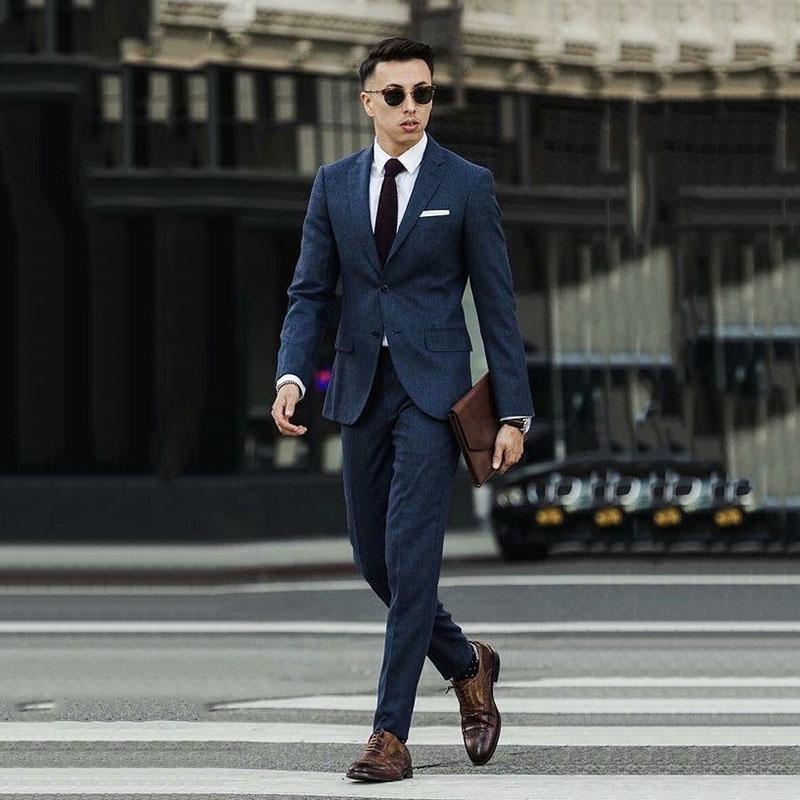 

SoDigne Mens Suit For Wedding Groom Groomsmen Tuxedos Men Formal Prom Office Party Slim Blazer Suit (Jacket+Pants, Navy blue