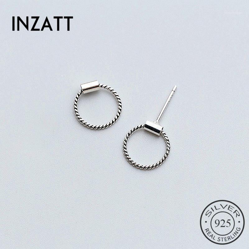 

INZAVintage Real 925 Sterling Silver Twist Round Stud Earrings Minimalist Accessories Gift For Women Party Jewelry Bijoux1