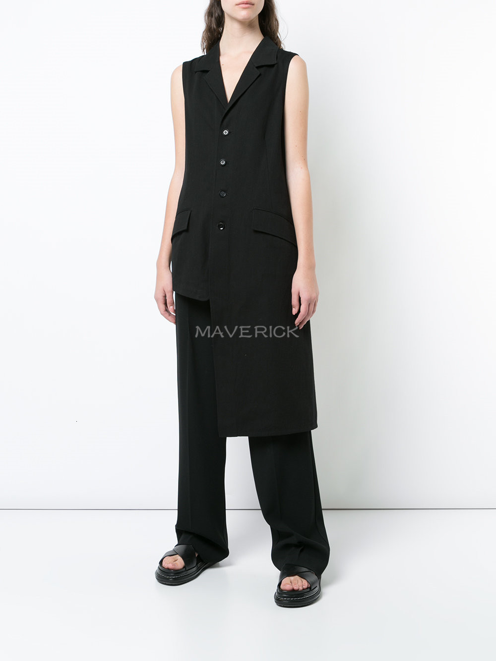 

2021 New S-6xl!! Will See Black High Street Irregularly Sewn Asymmetrical Long Collar Man Woman. EZLK