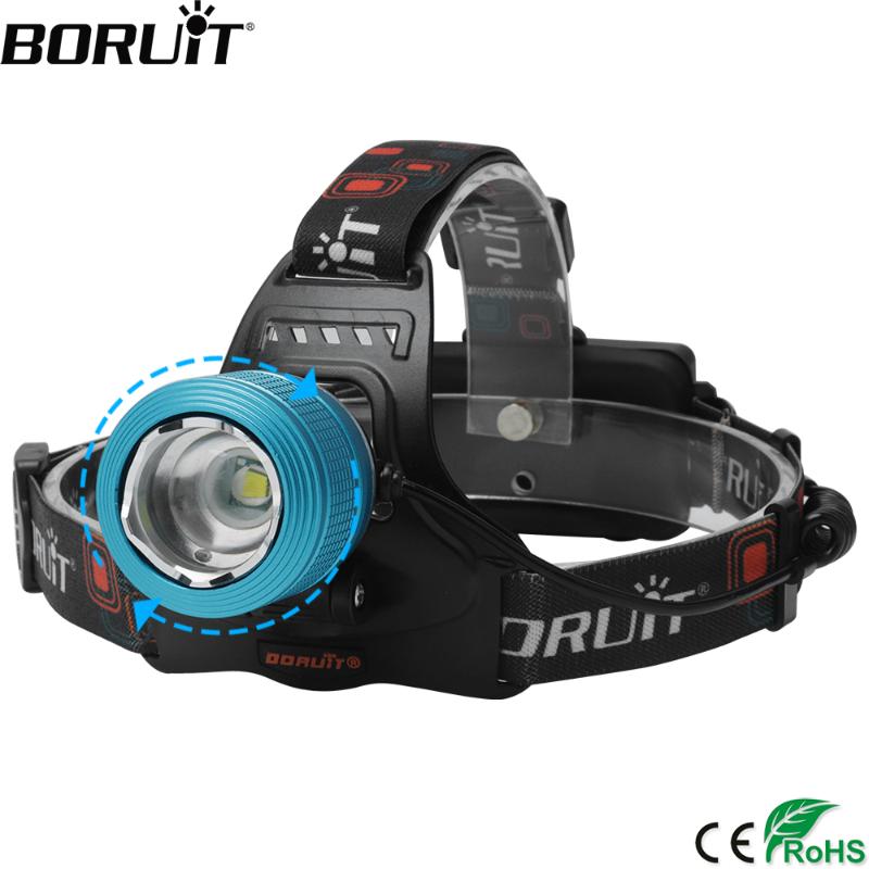 

BORUiT RJ-2800 T6 LED Powerful Headlamp 1000LM 3-Mode Zoom Headlight Recharheable 18650 Waterproof Head Torch for Camping