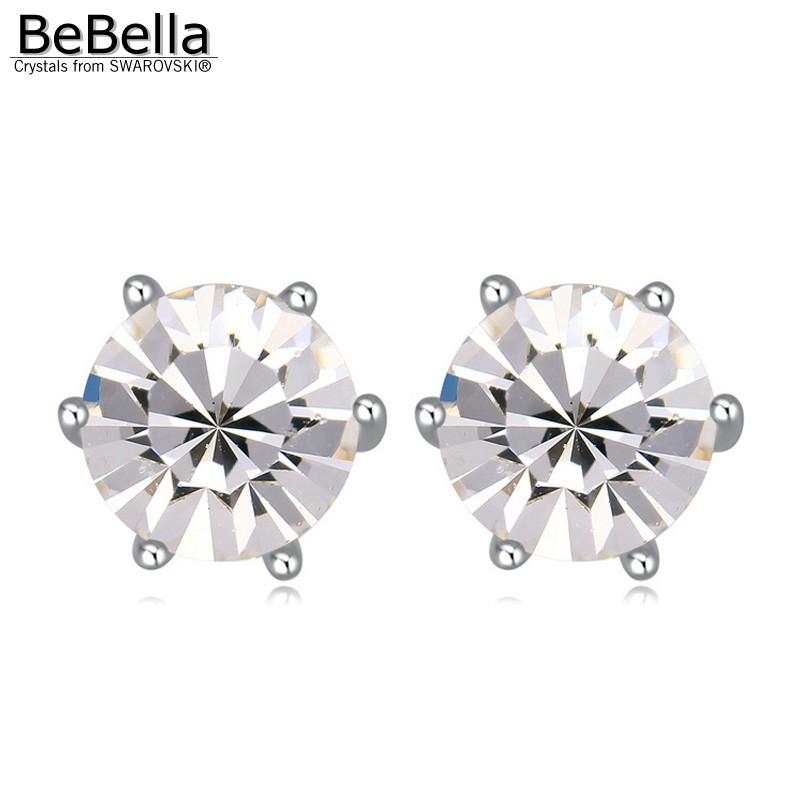 

BeBella round 0.7cm 6 claw prong setting earrings made with Crystals from for women gift