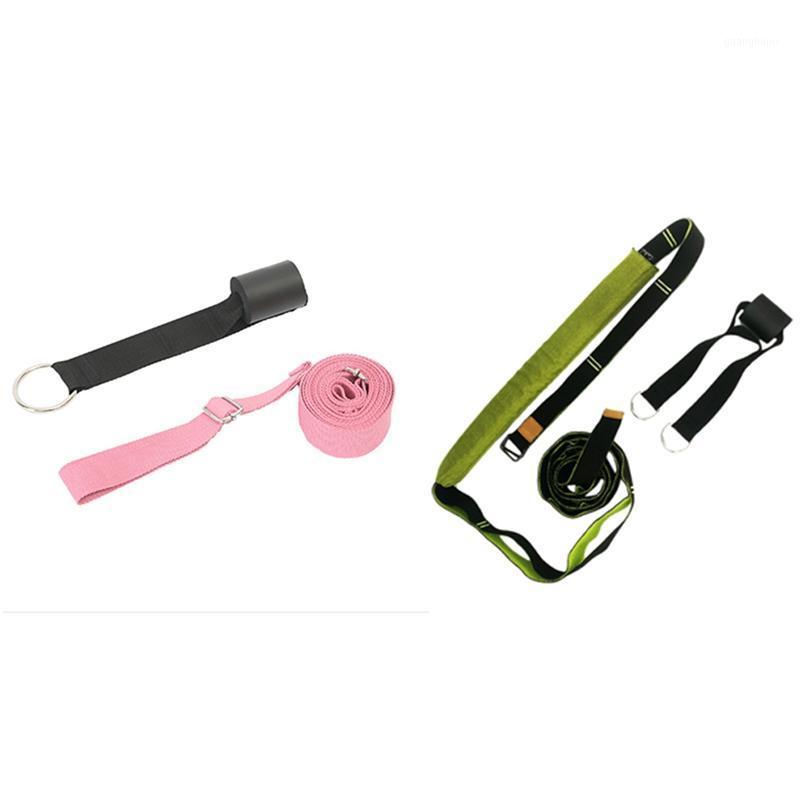 

2 Pcs Adjustable Leg Stretcher Lengthen Ballet Stretch Band,Pink & Green-Black1