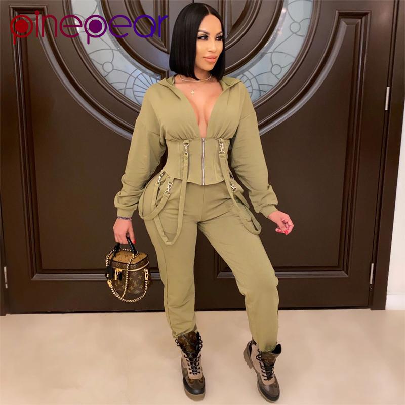 

PinePear Women' Sports Sets Casual Army Green Tracksuits Autumn Winter 2 Piece Set Zip Hoodies + Pants Sport Suit Plus Size XXL, Burgundy