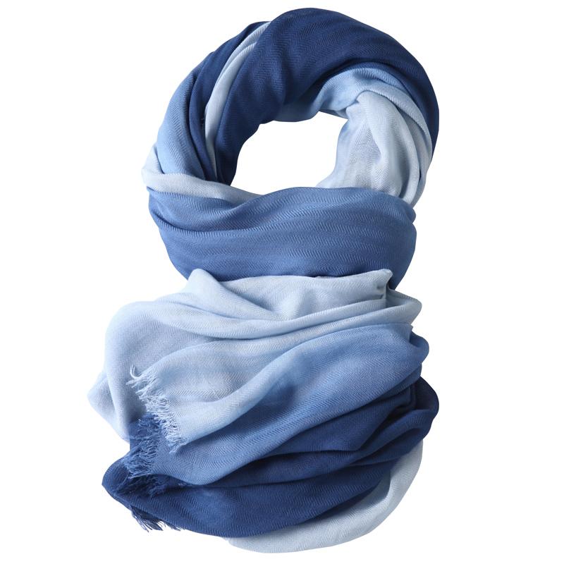 

Pure cotton non-static scarf blue gradient hand dyed spring and autumn winter long men's and women's warm Scarf Shawl super