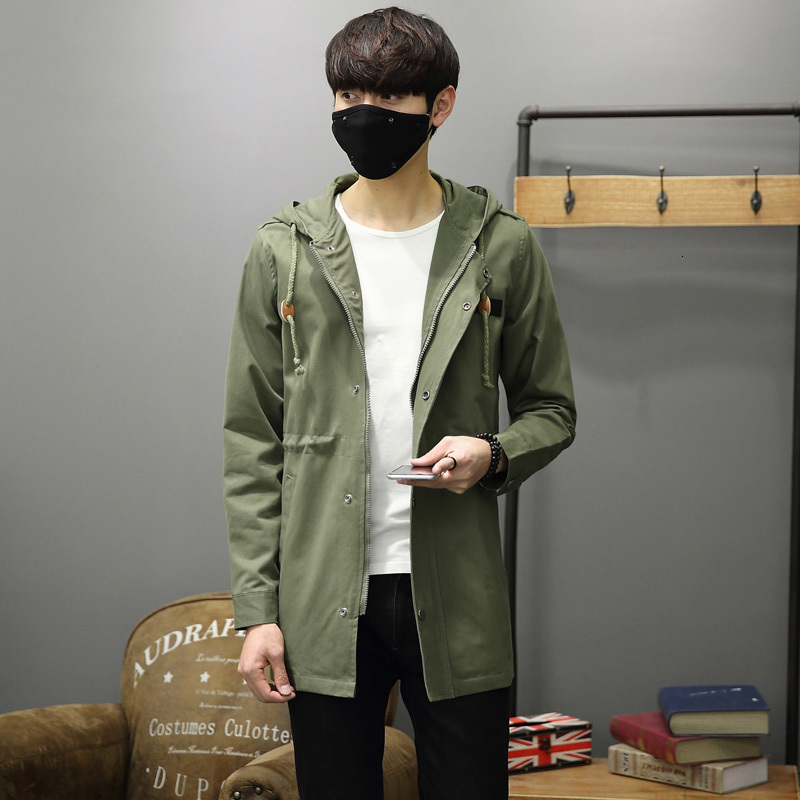 

2021 New Men Autumn Coats Black, Green Occasional Long Men's Jacket with Hoodie Plus Size M-4xl S4K0