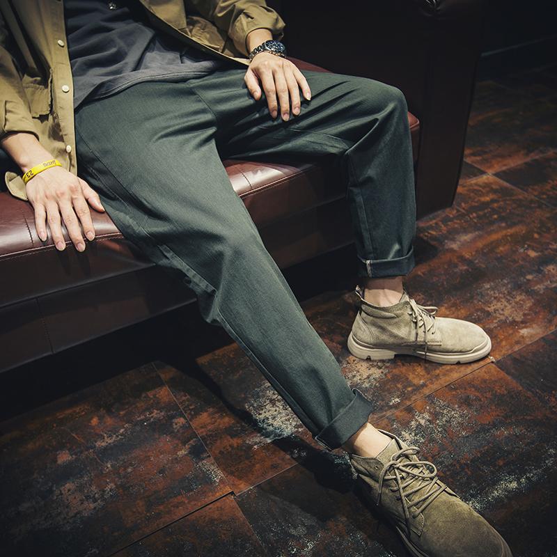 

cargo pants men Autumn and winter all-match casual pants Loose solid color trousers Straight harem stretch men clothing, Armygreen